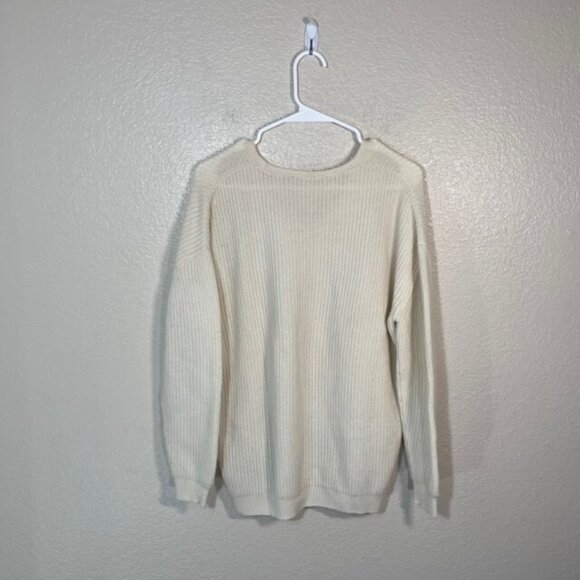 Jenni Kayne Sweater Womens XS Wool Cashmere Cream V Neck Pullover Oversized Cozy - Picture 5 of 5